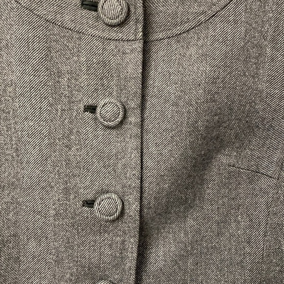 Talbots Petites Blazer Grey Tweed Cape 70% Wool 30% Viscose Size 12 Missing Belt - Picture 2 of 8